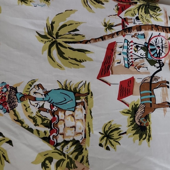 TOMMY BAHAMA | Tropical Print A-Line Skirt White Cotton Sz 10 - Picture 4 of 6